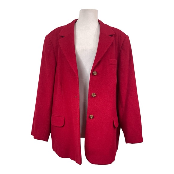 L.L. Bean Women's Plus Size 20W Wool Cashmere Blend Suit Blazer Jacket Red Lined - Picture 4 of 7